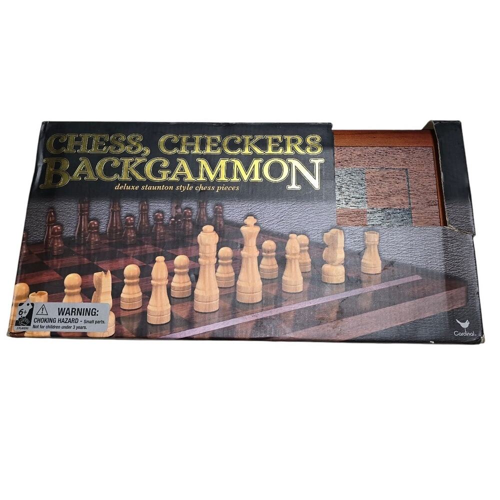 Chess,‎ Checkers, Backgammon Deluxe Staunton Style - New
